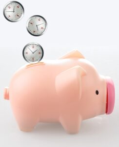 Future value clocks into piggy bank